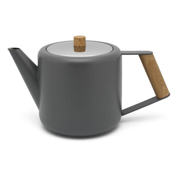 Theepot Duet Design Boston Grijs dubbelwandig 1.1 liter mat rvs Bredemeijer