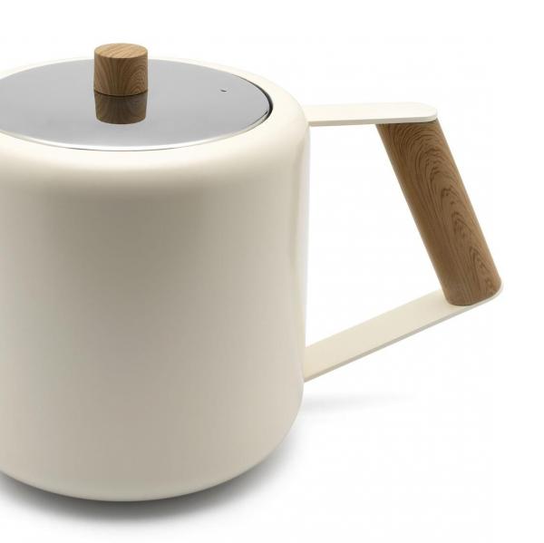 Theepot Duet Design Boston Wit dubbelwandig 1.1 liter mat rvs Bredemeijer - Afbeelding 3