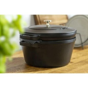 Braadpan+grillpan 24cm zwart Staub - Afbeelding 7