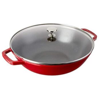 Wok 30cm rood met deksel Staub
