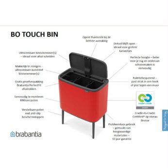Touch Bin Bo 3x11 ltr.Platinum Brabantia - Afbeelding 2