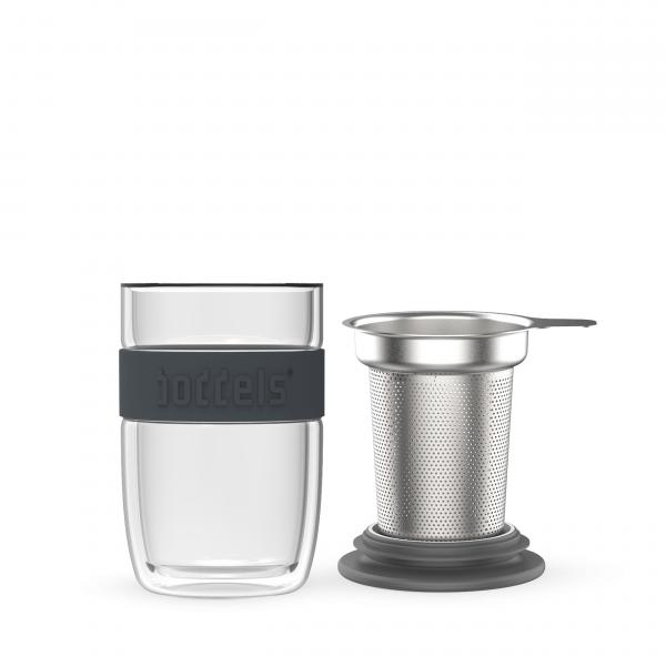 Dubbelw. theeglas met filter Boddels grijs - Afbeelding 2