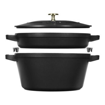 Braadpan+grillpan 24cm zwart Staub