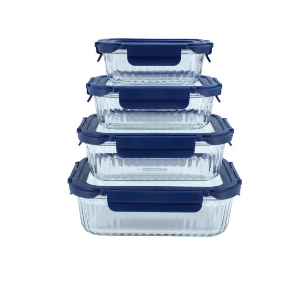 Braadslede-Diepvriesdoos glas 640ml blauw Cookai - Afbeelding 2