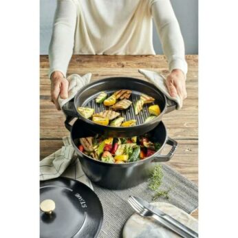 Braadpan+grillpan 24cm zwart Staub - Afbeelding 8