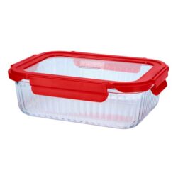 Braadslede-Diepvriesdoos glas 1520ml rood Cookai