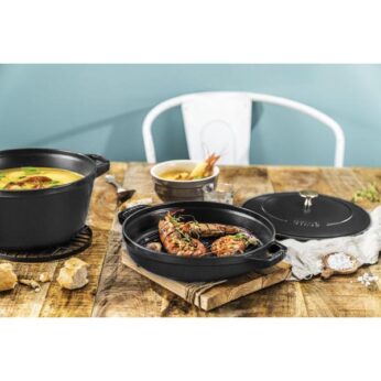 Braadpan+grillpan 26cm zwart Staub