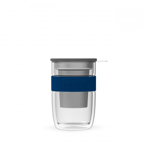 Dubbelw. theeglas met filter Boddels donkerblauw - Afbeelding 3