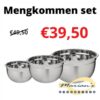 Beslagkomset 3 stuks rvs 18-22-25cm