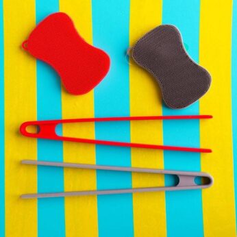 Schuurspons silicone grijs/rood Dotz - Afbeelding 3