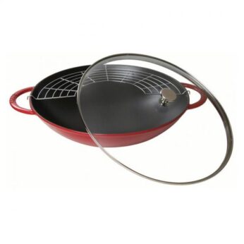 Wok 30cm rood met deksel Staub - Afbeelding 2