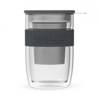 Dubbelw. theeglas met filter Boddels grijs