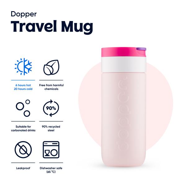 Travel Mug 400ml Berry Pink Dopper - Afbeelding 6